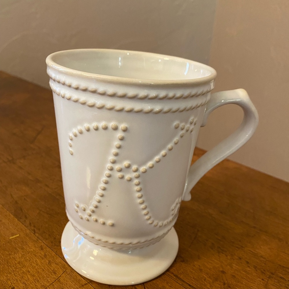 Food Network Stoneware White Washed Letter K Coffee Tea Cup Mug